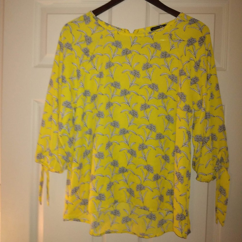 Papermoon golden yellow tie-sleeved top with zip back